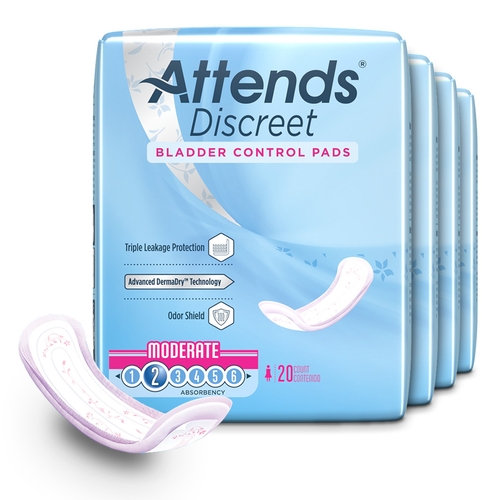 MON1039118CS - Attends - Attends Discreet&reg; Moderate Absorbency Bladder Control Pads, 10.5", 200/CS