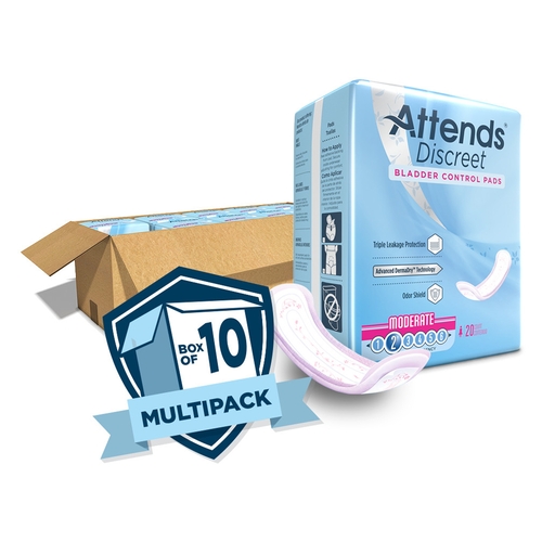 MON1039118CS - Attends - Attends Discreet&reg; Moderate Absorbency Bladder Control Pads, 10.5", 200/CS