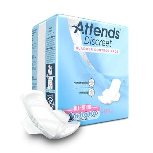 MON1039119CS - Attends - Attends Discreet&reg; Light Absorbency Bladder Control Pads, 9", 480/CS