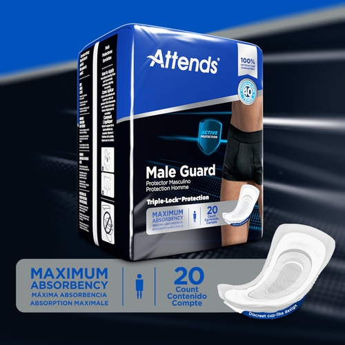 MON1039121CS - Attends - Attends Male Guards, Active Protection for Men, Maximum Absorbency, 120/CS