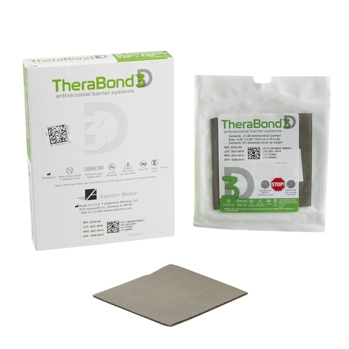MON1041507BX - Argentum Medical - Silver Wound Contact Layer Dressing TheraBond 3D 4-1/2 X 4-1/4 Inch Square Sterile, 10/BX