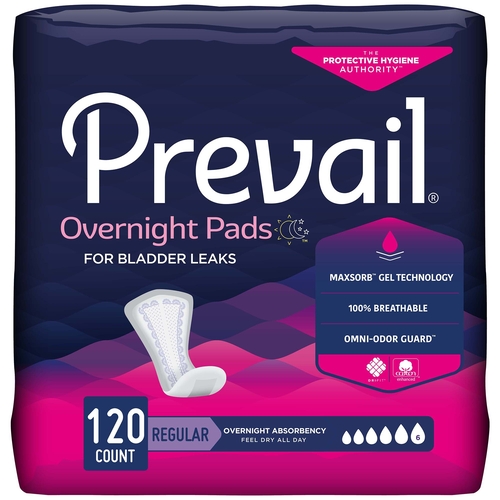 MON1041815CS - First Quality - First Quality Prevail&reg; Bladder Control Pads for Women - Overnight, 120/CS