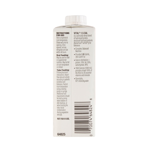 MON1048221EA - Abbott Nutrition - Abbott Nutrition Oral Supplement Vital&reg; 1.5 Cal Vanilla 8 oz. Recloseable Tetra Carton Ready to Use