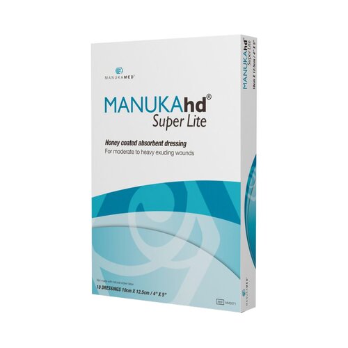 MON1050659BX - Manukamed - Honey Impregnated Wound Dressing MANUKAhd&reg; Super Lite Rectangle 4 X 5 Inch Sterile