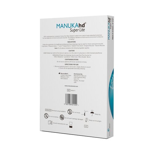 MON1050659BX - Manukamed - Honey Impregnated Wound Dressing MANUKAhd&reg; Super Lite Rectangle 4 X 5 Inch Sterile
