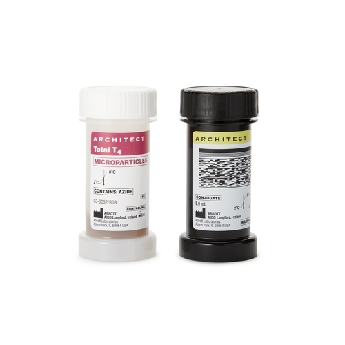 MON1051162EA - Abbott Nutrition - Reagent Kit Architect Thyroid / Metabolic Assay Total Thyroxine (T4) For Architect iSystem 100 Tests R1: 6.6 mL, R2: 5.9 mL, 1/EA