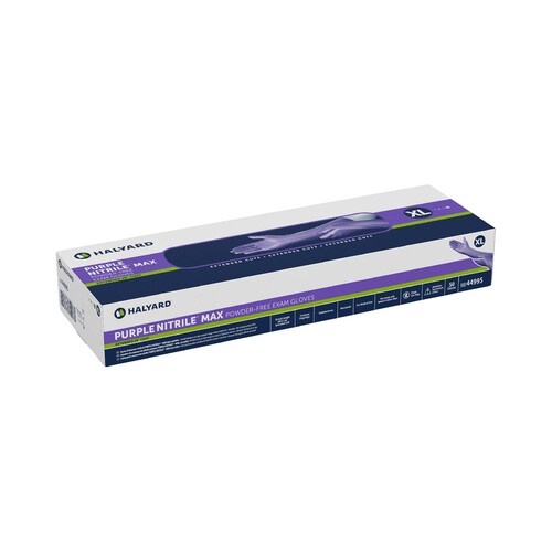 MON1051227CS - Halyard - Halyard Exam Glove Purple Nitrile Max&trade; X-Large NonSterile Nitrile Extended Cuff Length Fully Textured Purple Not Rated, 400/CS