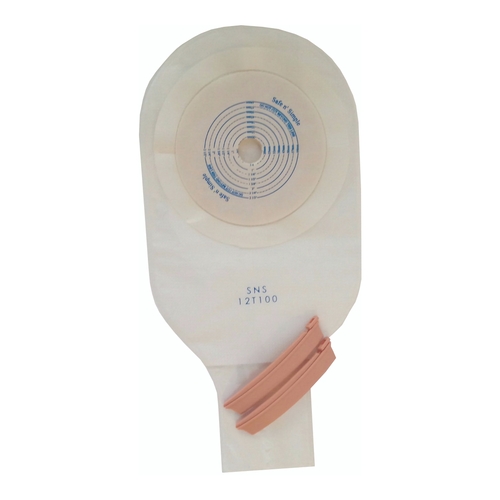 MON1052589BX - Safe N Simple - Safe N Simple Ostomy Pouch Safe n' Simple One-Piece System 12 Inch Length Drainable Flat, Trim to Fit, 10 EA/BX