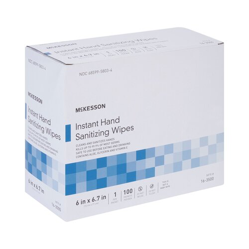 MON1055597CS - McKesson - McKesson Hand Sanitizing Wipes, Ethyl Alcohol, Individual Packet, 100 EA/BX, 10 BX/CS