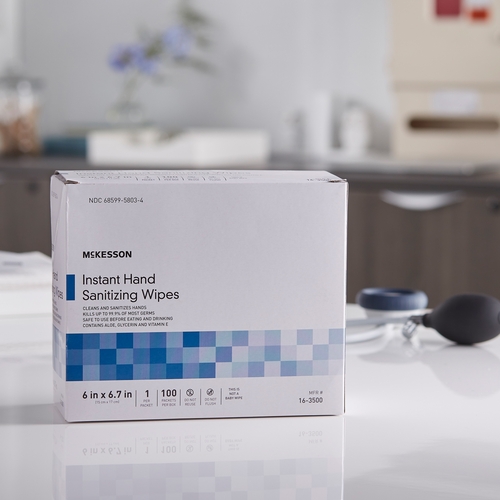 MON1055597CS - McKesson - McKesson Hand Sanitizing Wipes, Ethyl Alcohol, Individual Packet, 100 EA/BX, 10 BX/CS