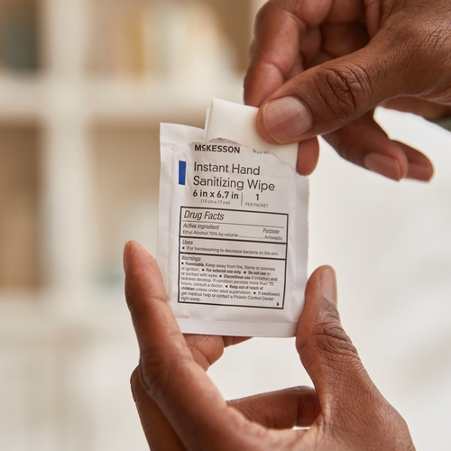 MON1055597CS - McKesson - McKesson Hand Sanitizing Wipes, Ethyl Alcohol, Individual Packet, 100 EA/BX, 10 BX/CS
