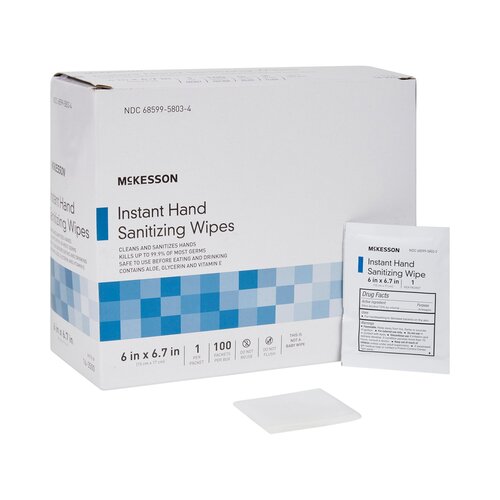 MON1055597CS - McKesson - McKesson Hand Sanitizing Wipes, Ethyl Alcohol, Individual Packet, 100 EA/BX, 10 BX/CS