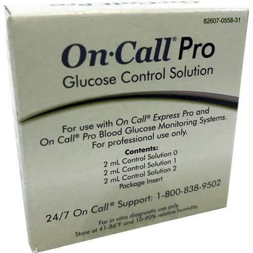 MON1059054CS - Acon Labs - Blood Glucose Control Solution On Call&reg; Pro Blood Glucose Testing 3 X 2 mL Level 1 Level 2 Level 3, 12/CS