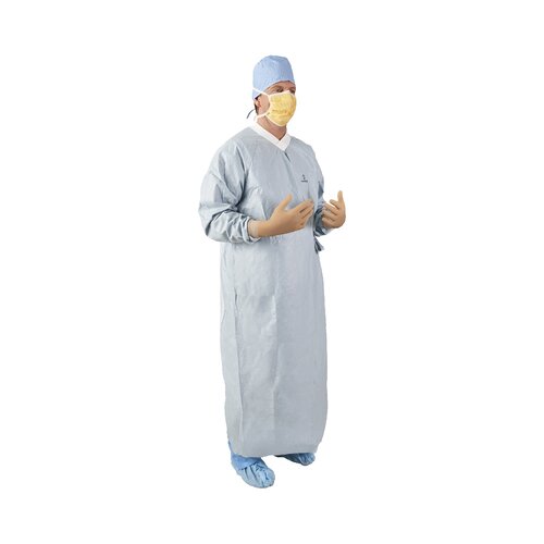 MON1059355CS - Halyard - Halyard Surgical Gown with Towel Aero Chrome Large Silver Sterile AAMI Level 4 Disposable, 32 per Case