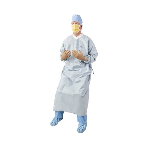 MON1059355CS - Halyard - Halyard Surgical Gown with Towel Aero Chrome Large Silver Sterile AAMI Level 4 Disposable, 32 per Case