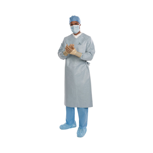 MON1059355CS - Halyard - Halyard Surgical Gown with Towel Aero Chrome Large Silver Sterile AAMI Level 4 Disposable, 32 per Case