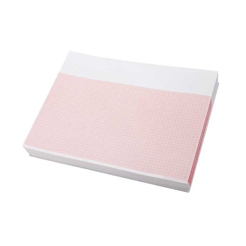 MON1061025CS - Graphic Controls Industrial - Graphic Controls Industrial Diagnostic ECG Recording Paper Hewlett Packard Chart Paper 8-1/2 Inch X 183 Foot Z-Fold Red Grid, 8 per Case