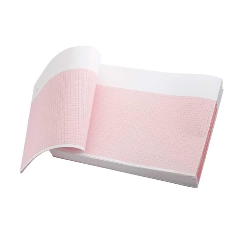 MON1061025CS - Graphic Controls Industrial - Graphic Controls Industrial Diagnostic ECG Recording Paper Hewlett Packard Chart Paper 8-1/2 Inch X 183 Foot Z-Fold Red Grid, 8 per Case
