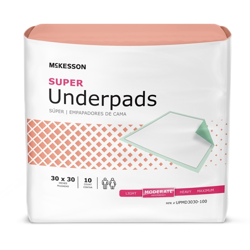 MON1065010CS - McKesson - McKesson Underpad McKesson Regular 30 X 30 Inch Disposable Fluff / Polymer Moderate Absorbency