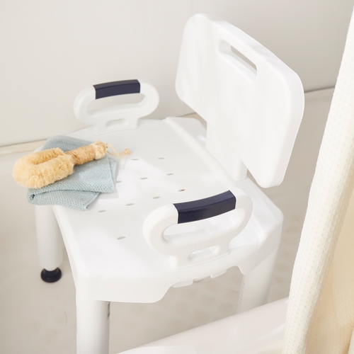 MON1065204EA - McKesson - McKesson Bath Bench, Removable Arm Rail, Plastic Frame, Removable Back, 21-1/4" Seat Width