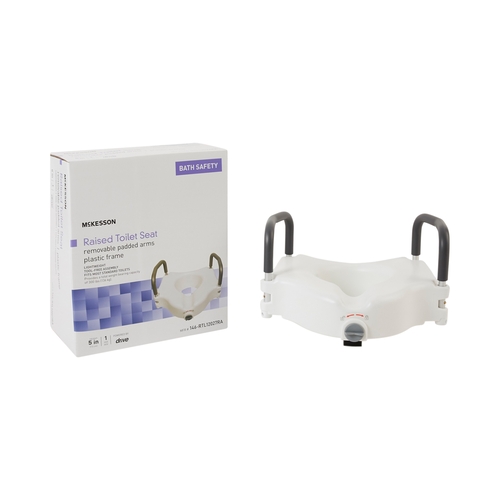 Raised Toilet Seat McKesson 5 Inch Height White 300 lbs. Weight Capacity; 1/EA Raised Toilet Seat McKesson 5 Inch Height White 300 lbs. Weight Capacity; 1/EA