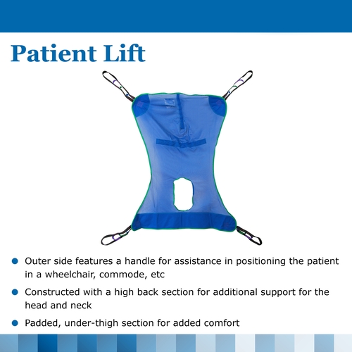 MON1065248EA - Drive Medical - Drive Medical Full Body Commode Sling 4 or 6 Points Without Head Support Medium 600 lbs
