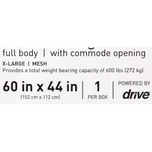 MON1065250CS - Drive Medical - Drive Medical Full Body Commode Sling 4 or 6 Points Without Head Support X-Large 600 lbs, 12 EA/CS