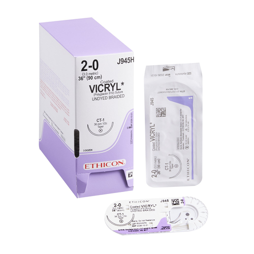 Coated Vicryl Absorbable Suture with Needle 2-0 - Betty Mills