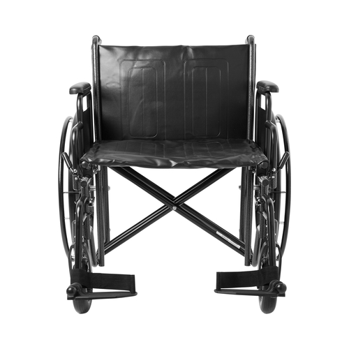 MON1065288EA - McKesson - Wheelchair Dual Axle Padded, Removable Arm Style Composite Wheel Black 24 Inch Seat Width 450 lbs. Weight Capacity