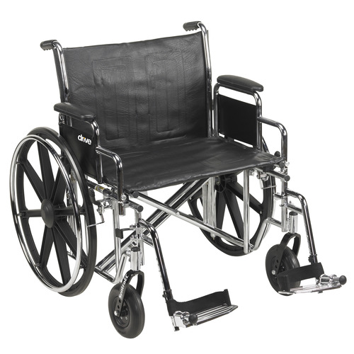 MON1065288EA - McKesson - Wheelchair Dual Axle Padded, Removable Arm Style Composite Wheel Black 24 Inch Seat Width 450 lbs. Weight Capacity