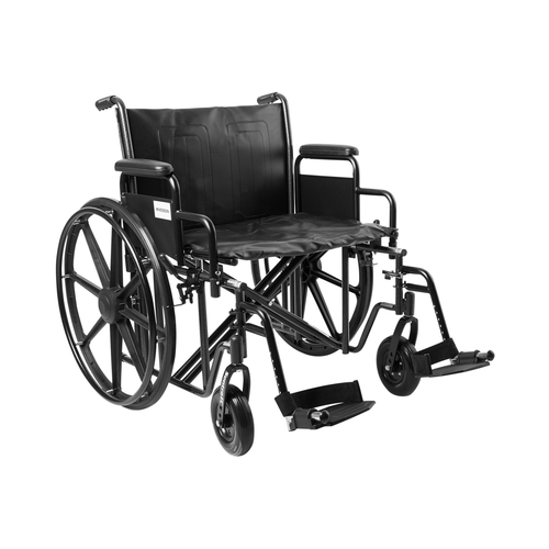 MON1065288EA - McKesson - Wheelchair Dual Axle Padded, Removable Arm Style Composite Wheel Black 24 Inch Seat Width 450 lbs. Weight Capacity