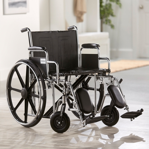 MON1065289EA - McKesson - Wheelchair Dual Axle Padded, Removable Arm Style Composite Wheel Black 24 Inch Seat Width 450 lbs. Weight Capacity