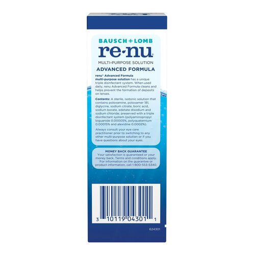 MON1065831EA - Valeant Pharmaceuticals - Contact Lens Solution Bausch + Lomb re'nu&reg; Advanced Formula 4 oz. Solution