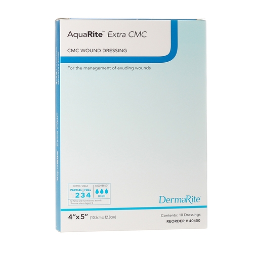 MON1068614BX - Dermarite - Dermarite Cellulose Dressing AquaRite Extra CMC Sodium Carboxymethyl Cellulose (CMC) 4 x 5", 10 EA/BX