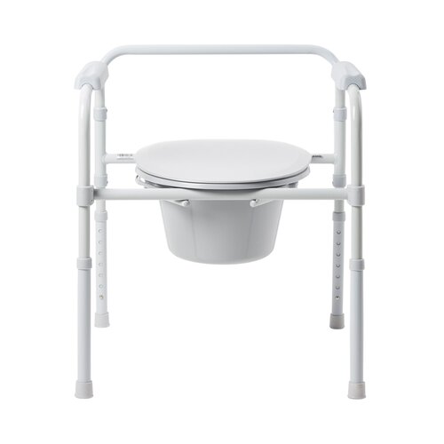 MON1073633CS - McKesson - Commode Chair Fixed Arm Steel Frame Steel Back Bar / Seat Lid Back 15.5 to 21.75", 4 EA/CS