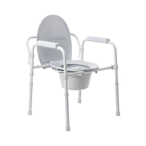MON1073633CS - McKesson - Commode Chair Fixed Arm Steel Frame Steel Back Bar / Seat Lid Back 15.5 to 21.75", 4 EA/CS