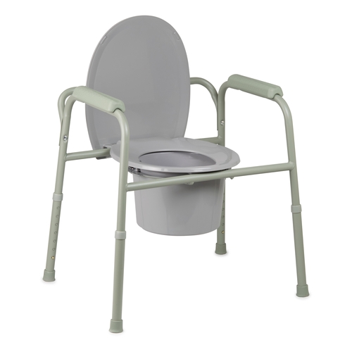 MON1073634CS - McKesson - Commode Chair Fixed Arm Steel Frame Steel Back Bar / Removable / Seat Lid Back 16 to 21.75", 4 EA/CS