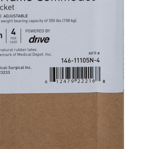 MON1073634CS - McKesson - Commode Chair Fixed Arm Steel Frame Steel Back Bar / Removable / Seat Lid Back 16 to 21.75", 4 EA/CS