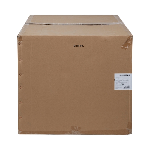 MON1073634CS - McKesson - Commode Chair Fixed Arm Steel Frame Steel Back Bar / Removable / Seat Lid Back 16 to 21.75", 4 EA/CS