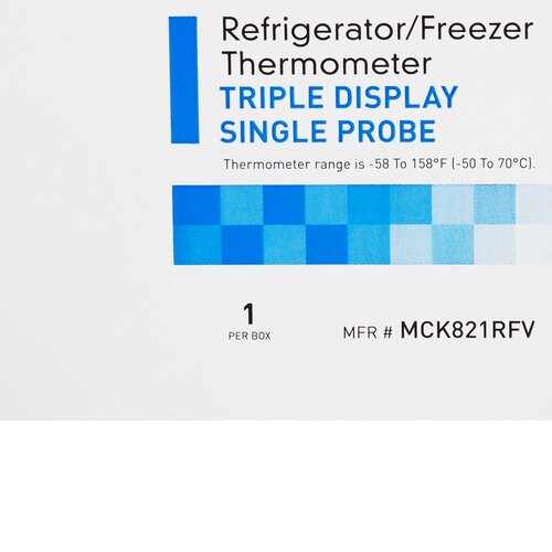 MON1074438EA - McKesson - Digital Refrigerator / Freezer Thermometer with Alarm Fahrenheit / Celsius -58&deg; to +158&deg;F (-50&deg; to +70&deg;C) Glycol Bottle Probe Multiple Mounting Options Battery Operated, 1/EA