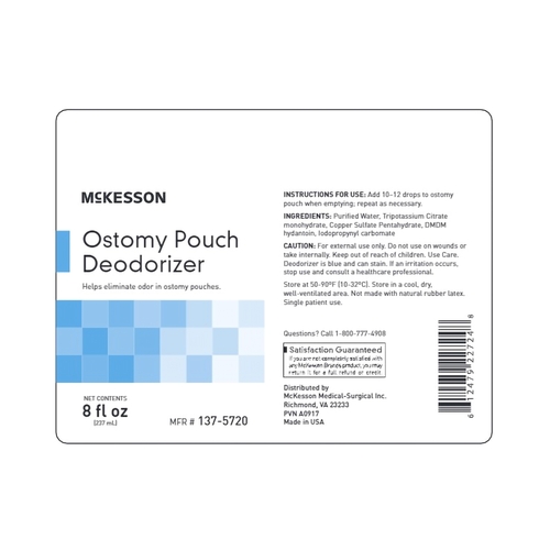 MON1081292CS - McKesson - McKesson Ostomy Appliance Deodorant 8 oz., Squeeze Bottle, Unscented, 6/CS