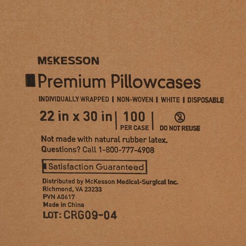 MON1081637CS - McKesson - Pillowcase Standard White Disposable, 100/CS
