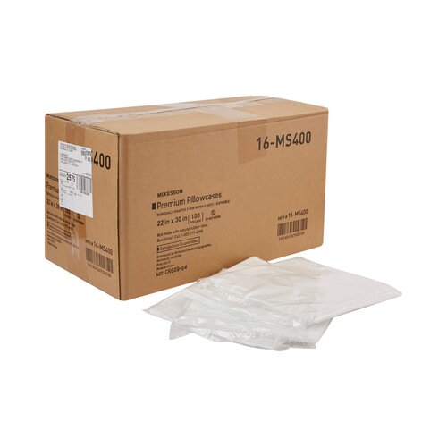 MON1081637CS - McKesson - Pillowcase Standard White Disposable, 100/CS