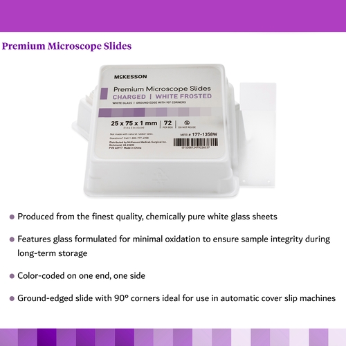 MON1082078BX - McKesson - McKesson Microscope Slide 25 X 75 X 1 mm Frosted, 72/BX