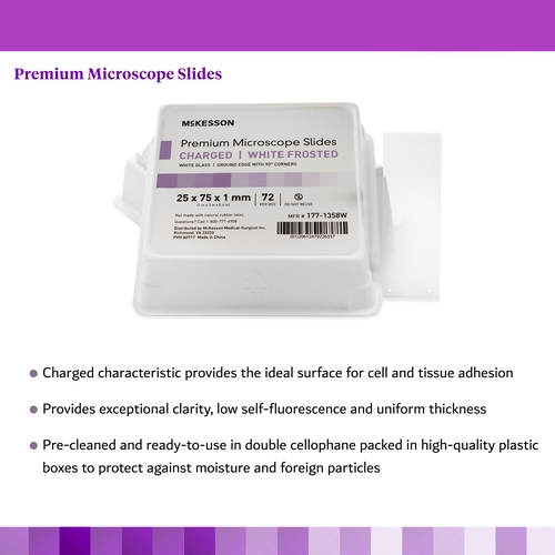 MON1082078BX - McKesson - McKesson Microscope Slide 25 X 75 X 1 mm Frosted, 72/BX