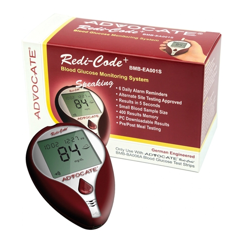 MON1086202CS - Advocate - Blood Glucose Meter Advocate Redi-Code 5 Second Results Stores Up To 400 Results , 7 , 14 and 30 Day Averaging No Coding Required, 50 EA/CS