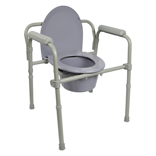 MON1088075CS - McKesson - Commode Chair Fixed Arm Steel Frame Seat Lid Back 16.6 to 22.5", 4 EA/CS