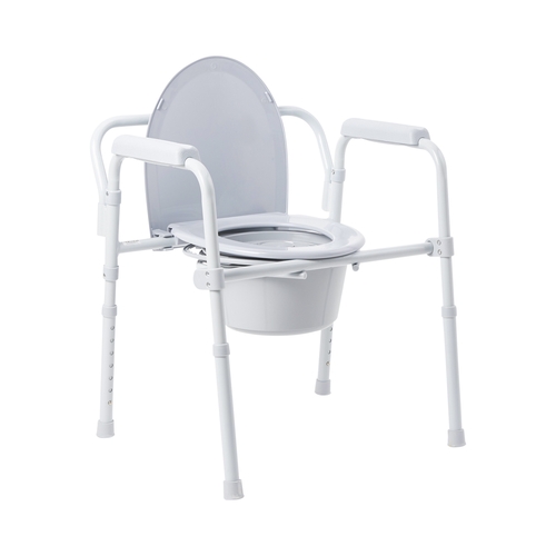 MON1088075CS - McKesson - Commode Chair Fixed Arm Steel Frame Seat Lid Back 16.6 to 22.5", 4 EA/CS