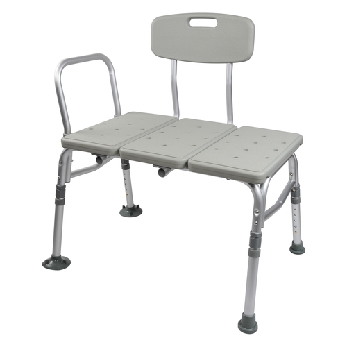 MON1088139CS - McKesson - Knocked Down Bath Transfer Bench, Removable Arm Rail, 17-1/2 to 22-1/2 Inch Seat Height, 400 lbs. Weight Capacity, 2 EA/CS