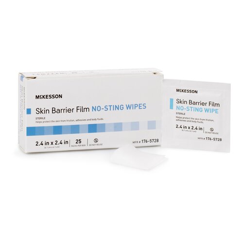 MON1088820BX - McKesson - McKesson Skin Barrier Wipe Individual Packet 2.4 x 2.4" Sterile, 25/BX